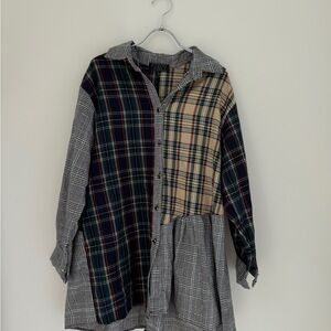 NAVY Multicolor Plaid Patchwork Shirt